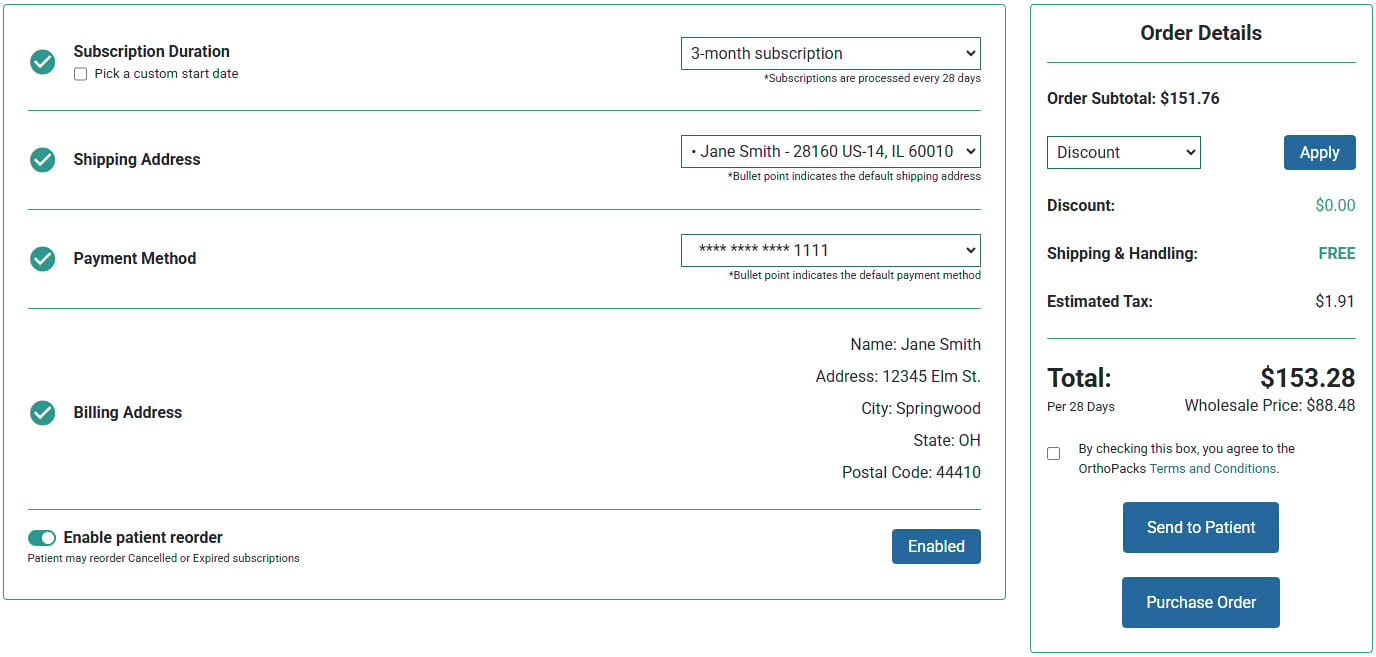 Provider checkout Provider checkout screenshot